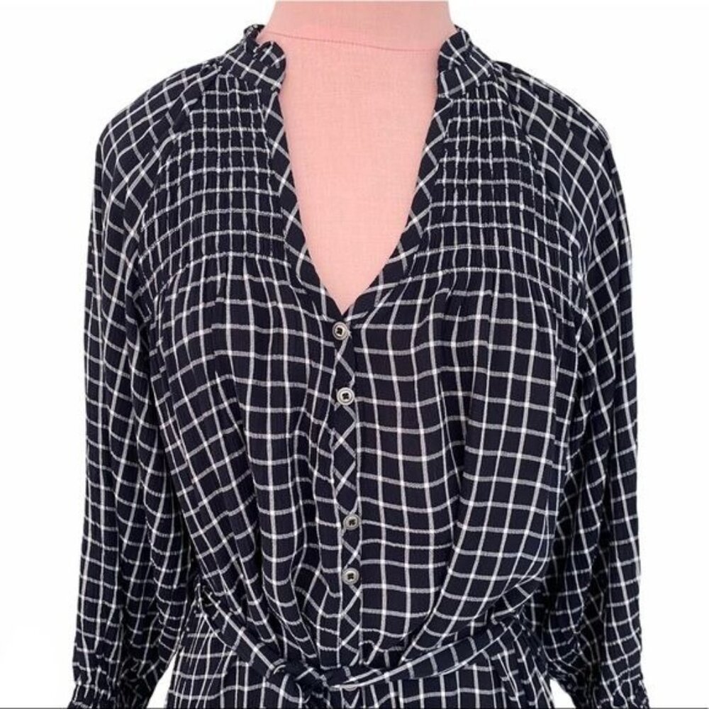 Anthropologie Maeve Sara Smocked Shirtdress in Navy Size XS NWT - Picture 7 of 14